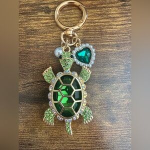 Green Turtle Keychain / Bag Charm Green Gemstone Charm